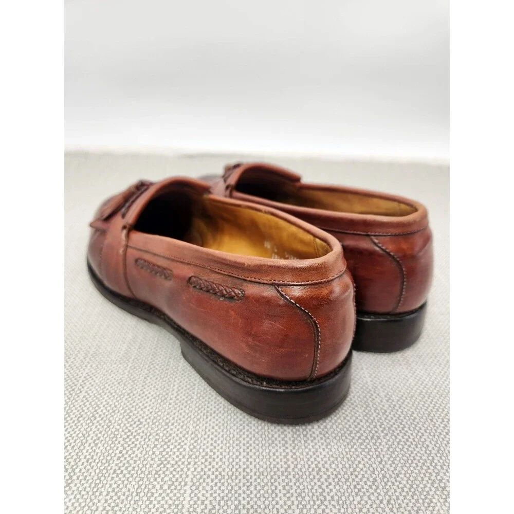 Allen Edmonds Cody 10 C Loafer Brown Leather Dress Shoes Tassel Kiltie  Woven
